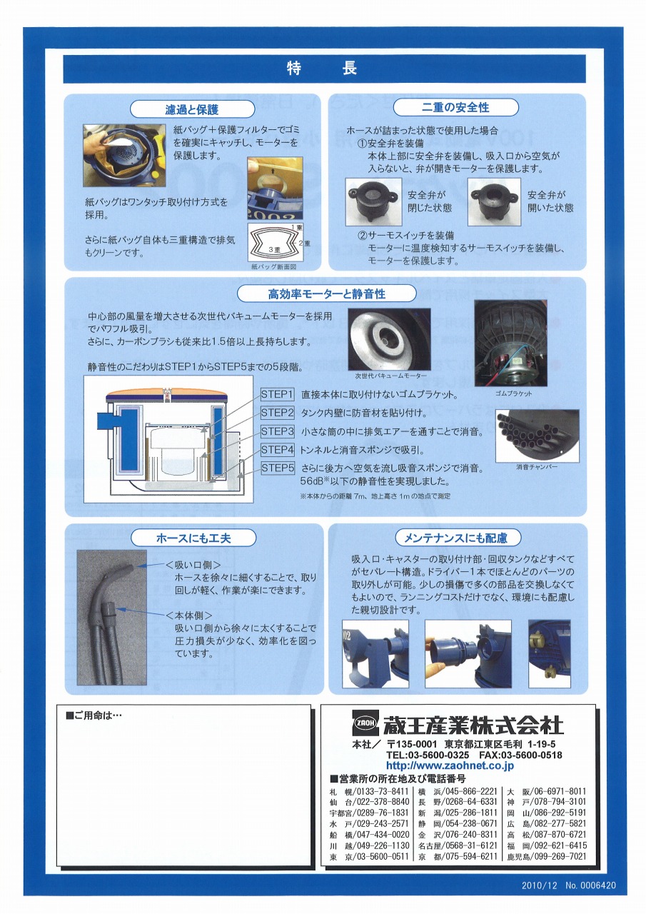 吸塵専用 小型バキュームクリーナー バックマン S2002 掲載 【蔵王産業